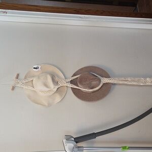 Boho 3 tier Macrame Crochet  Hat Holder Wall Art Cowboy